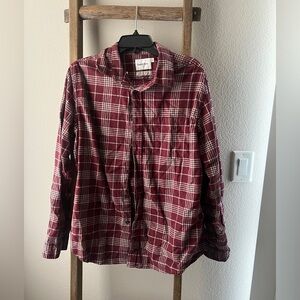 GOODFELLOW - men’s Burgundy Plaid Cotton Shirt size L